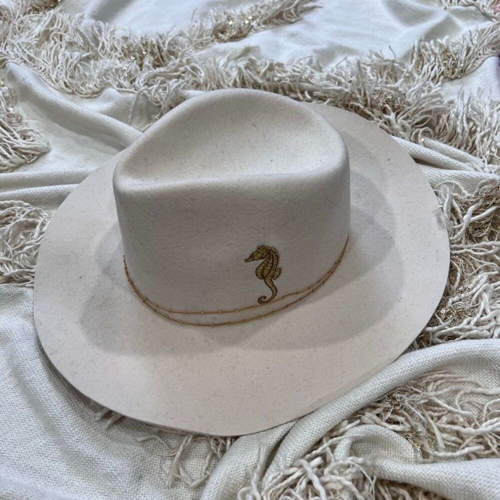 Anthropologie Van Palma Seahorse Rancher Hat Embellished NEW